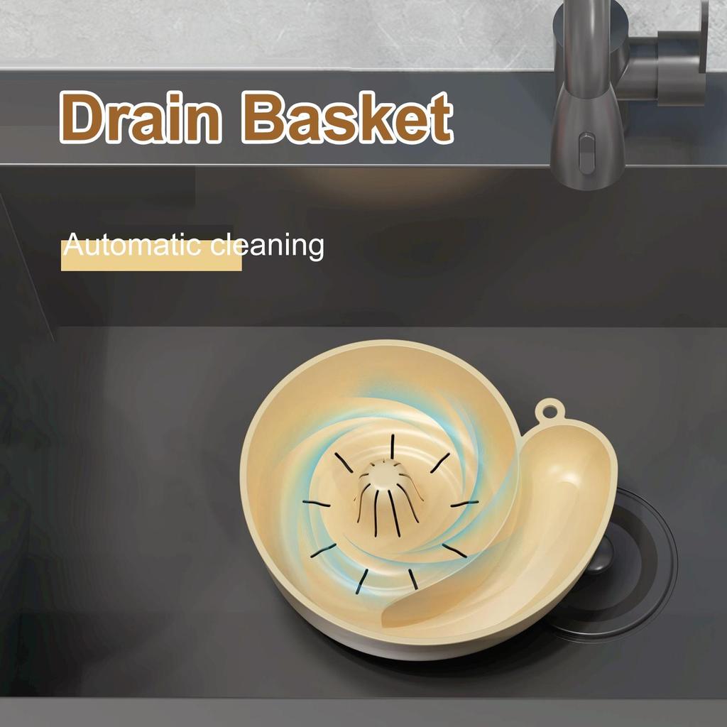 Snail Shape Fruit Drainer Basket Creative Automatic Rotation Clean Vegetable Washing Basin Kitchen Drain Basket Food Container