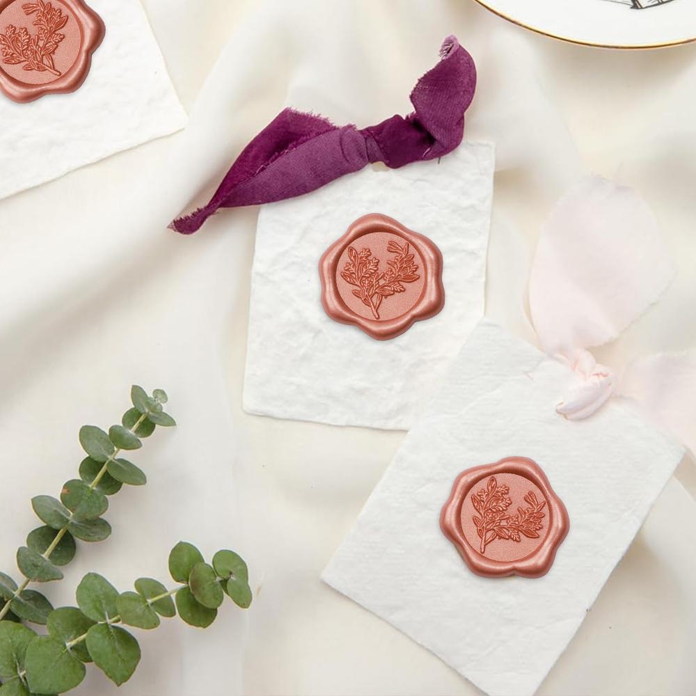 25pcs Rose Gold Wax Seal Stamp Stickers - Eucalyptus Wedding Invitation Envelope Seal Stickers, Self- Adhesive Stickers Perfect