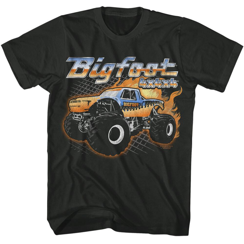 Bigfoot The Original 4x4x4 Truck In Flames Men T Shirt S