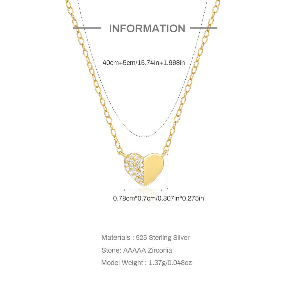 Modă Simplu Argint Sterling S925 Design Zircon Dublu-Spell Love Colier Claviculă Femei Hipster