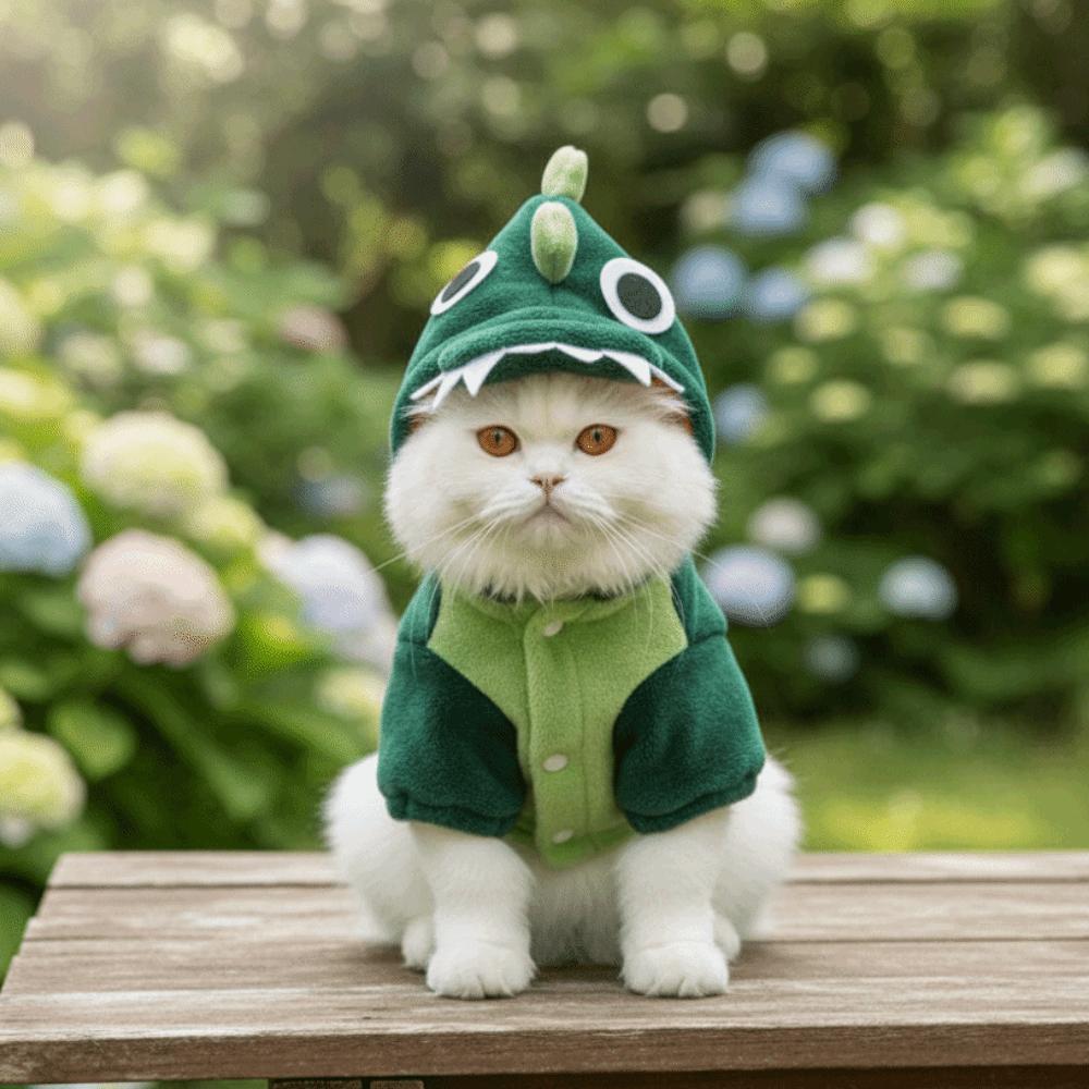 Plush Pet Dinosaur Costume Comfortable Cartoon Pet Jumpsuits Warm Dinosaur Transformation Outfit for Cats and Dogs