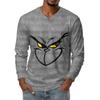 Men's Fashion Printed V-Neck Casual Long-Sleeved T-Shirt Bottoming Shirt Top