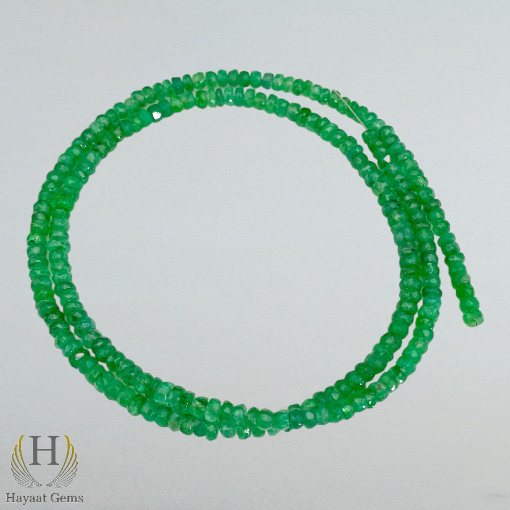 Zambian Emerald Beaded String: Genuine Faceted Gemstone Beads (3-5mm) 6 Inch