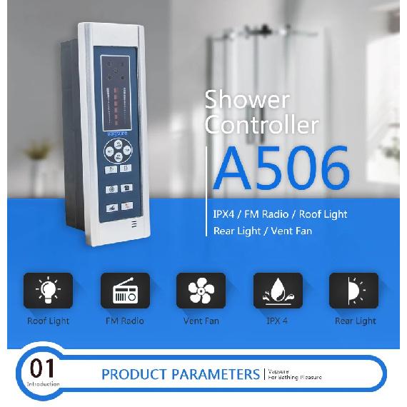 Size 20*6.5cm Digital Shower FM Radio Fan Speaker Freehand Computer Control Panel Shower Room Cabin Accessories