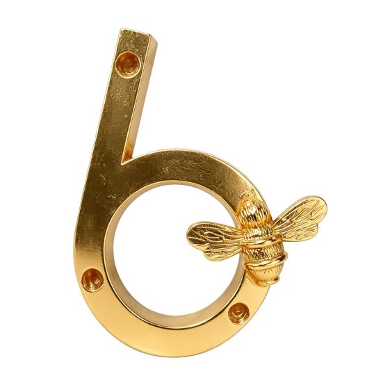 Bee House Number for Outside, Weather-proof Alloy Floating Address Numbers, Metal Number Sign for Door, Mailbox, Wall, Yard