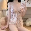 Pure Desire Wind Floral Collar Suspenders Pajamas Shorts Two-piece Set Spring and Summer New Sweet and Cute Sexy Loungewear