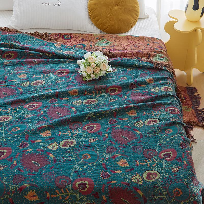 Multi-layer Cotton Gauze Throw Blanket Machine Washable Towel Quilt Summer Sofa Office Nap Air Conditioning Cover Blanket Household Sofa Towel