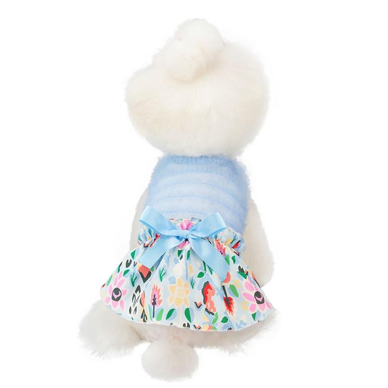 Pet Dog Dress Floral Lace Bow Skirt Teddy French Bulldog Cat Print Costume