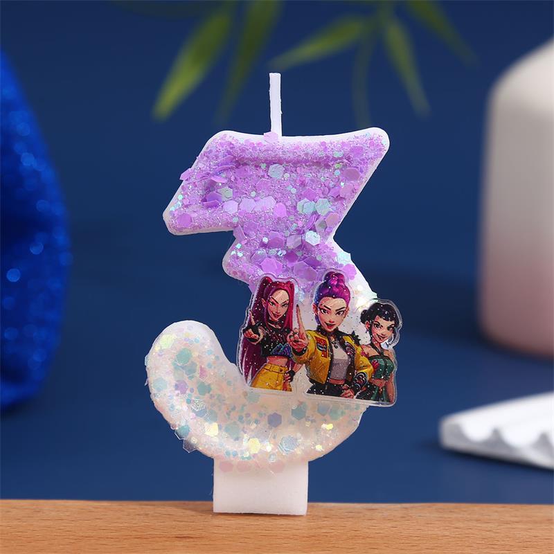 Nová Kpop Anime Démoni Lovci Téma 3D Digitální Svíčka Ozdoba na Narozeninový Dort Číslo 0-9 Svíčka Dětská Párty Doplněk Pomůcka Dárek