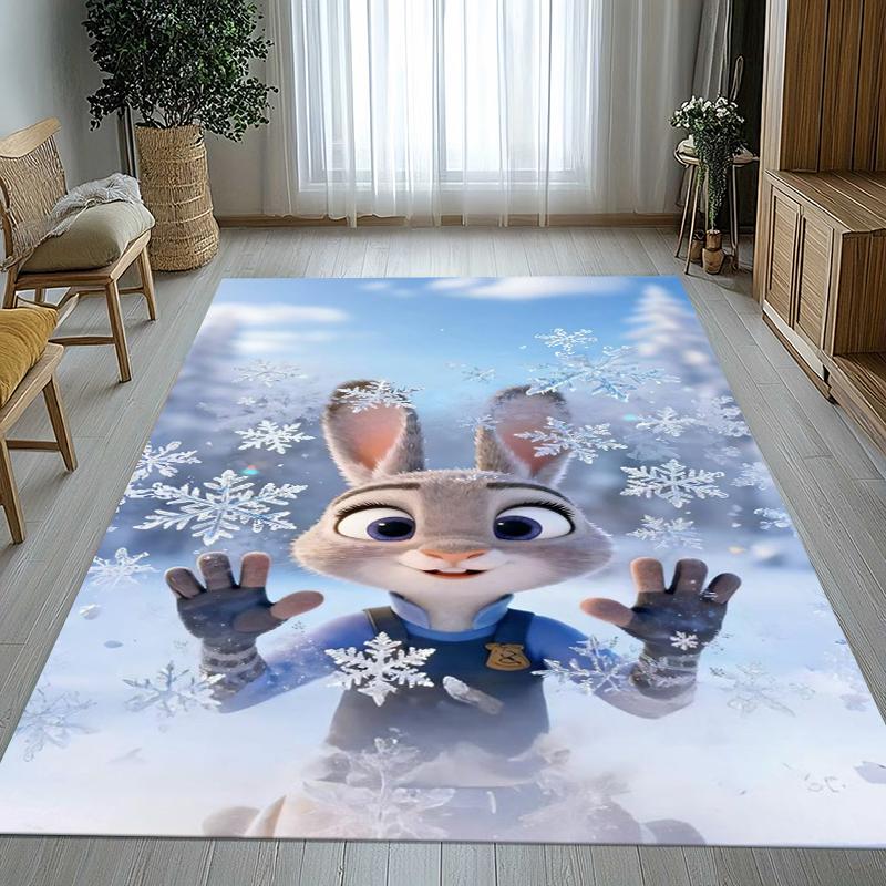 Tappeto Aree Antiscivolo Cartoon Zootopia Judy Nick per Soggiorno, Tappeto Morbido per Camera da Letto, Stanza dei Giochi dei Bambini, Divano, Zerbino Decorazione Casa Regalo