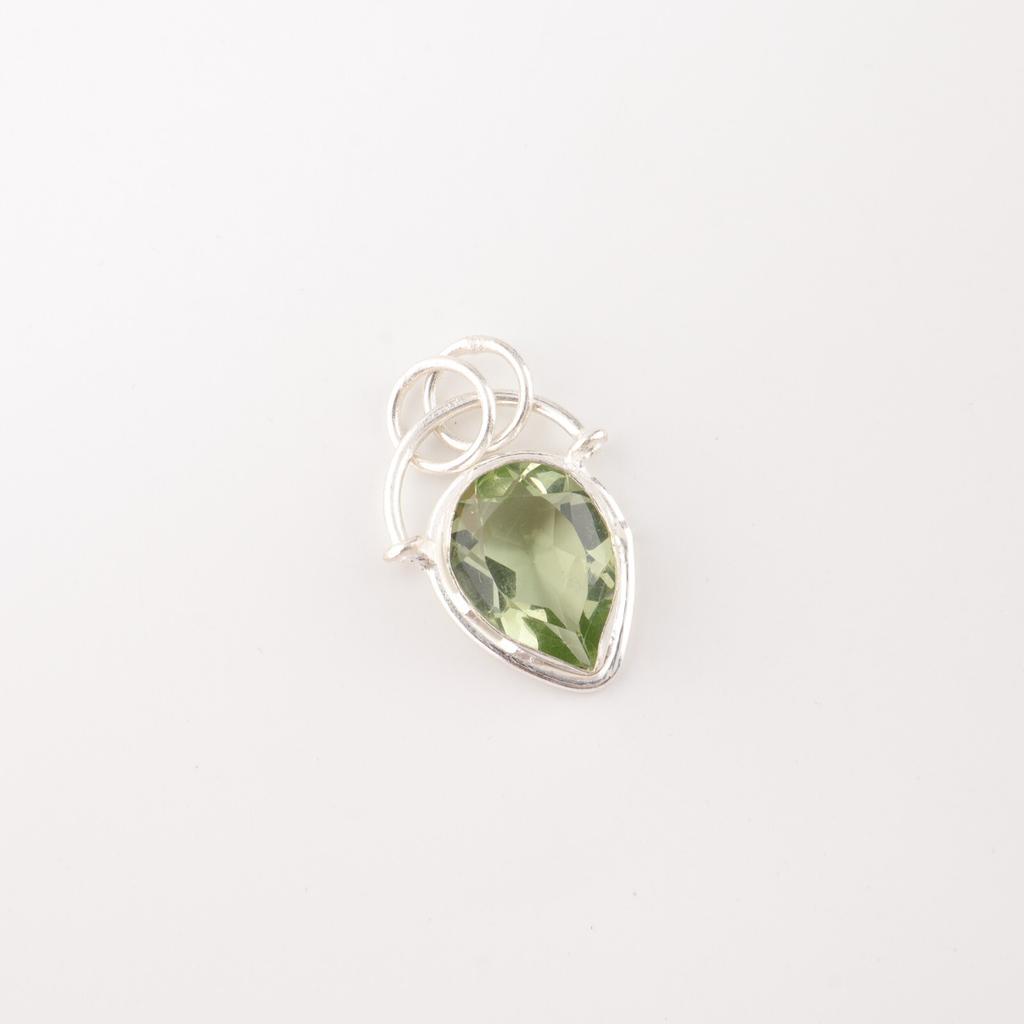 Green Amethyst Gemstone 925 Sterling Silver Handmade Gift Jewelry Pendant 1.01" PP-56-10