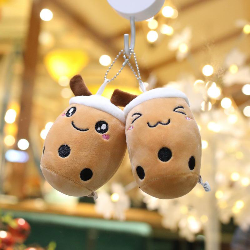 Cute Milk Tea Cup Pendant Plush Toy Cartoon Milk Tea Doll Bag Pendant Keychain