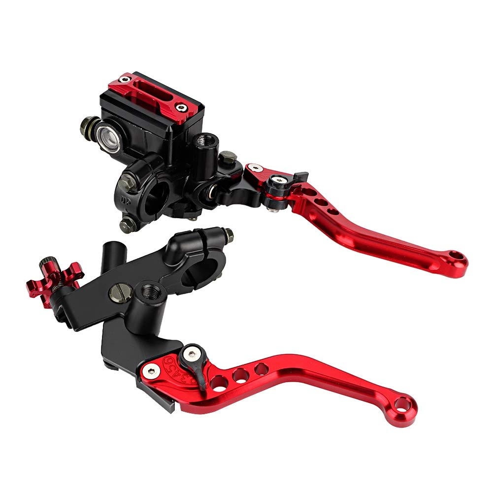 Motorcycle Master Brake Clutch Lever inch Universal Red Cylinder, & Kit, 7/8 (22mm) Fit, Aluminum, красный