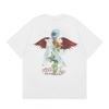 Mens Oversized Vintage Washed Cotton T-Shirt With Cartoon Animal Print Streetwear Loose Fit Short Sleeve Tee