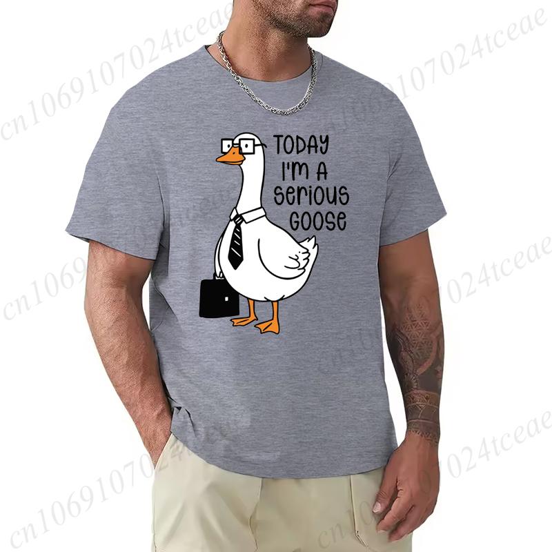 Summer Men's Tee T-shirt with Today I'm A Serious Goose Print T-Shirts Clothing Funny Sarcastic Tops Tees Daily Weekend Gifting