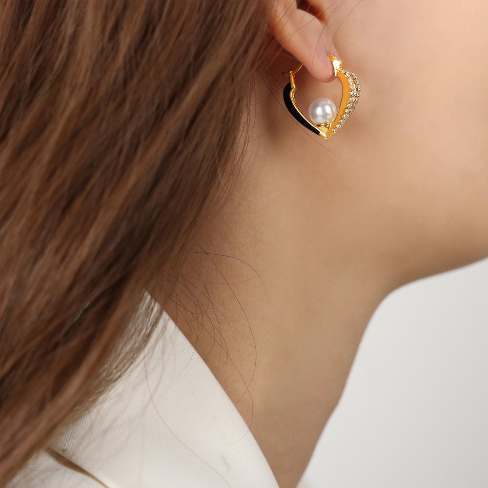 Pearl Heart Copper Earrings - Elegant Fashion Jewelry