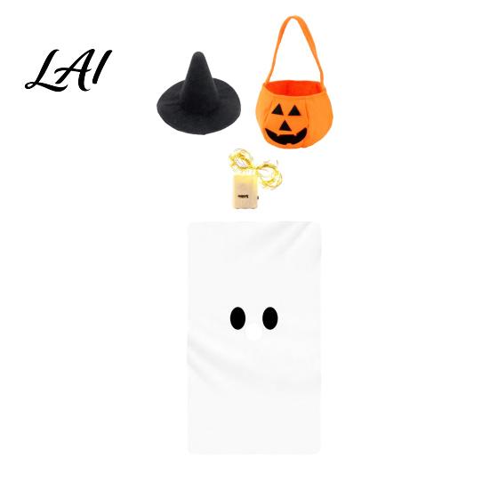 Outdoor Halloween Decorations 1 Set Porch Goose Outfit Ghost Costume with Light-up Lantern Spooky Clothes Pumpkin Apparel for 23 Inch Statue