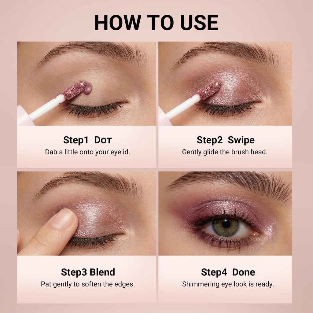 6-color Waterproof Metallic Liquid Eyeshadow Sparkle Glitter Eye Pigment Long Lasting Quick Dry Eye Makeup for Women
