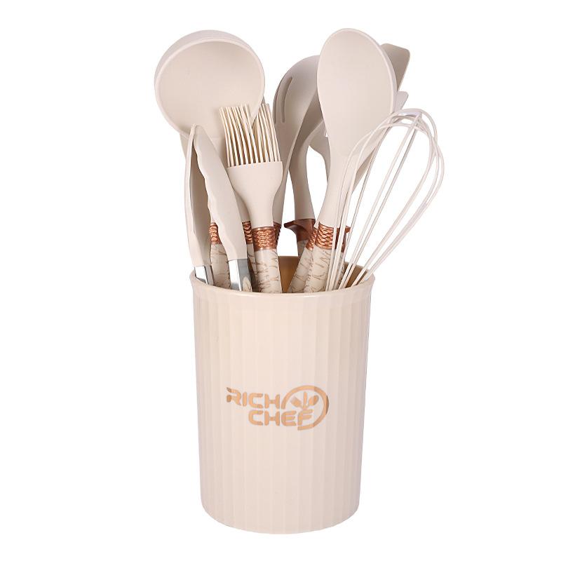 

12pcs/set Marble Patterned Silicone Soup Spoon Spatula Non Stick Pot Heat-resistant Kitchenware Exquisite High-end Kitchen Tools слоновая кость