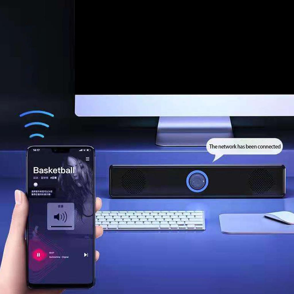 Desktop Speaker BT5.0 2 Channel Sound Enhances Bass Response Space Saving LED Illuminating Control Knob