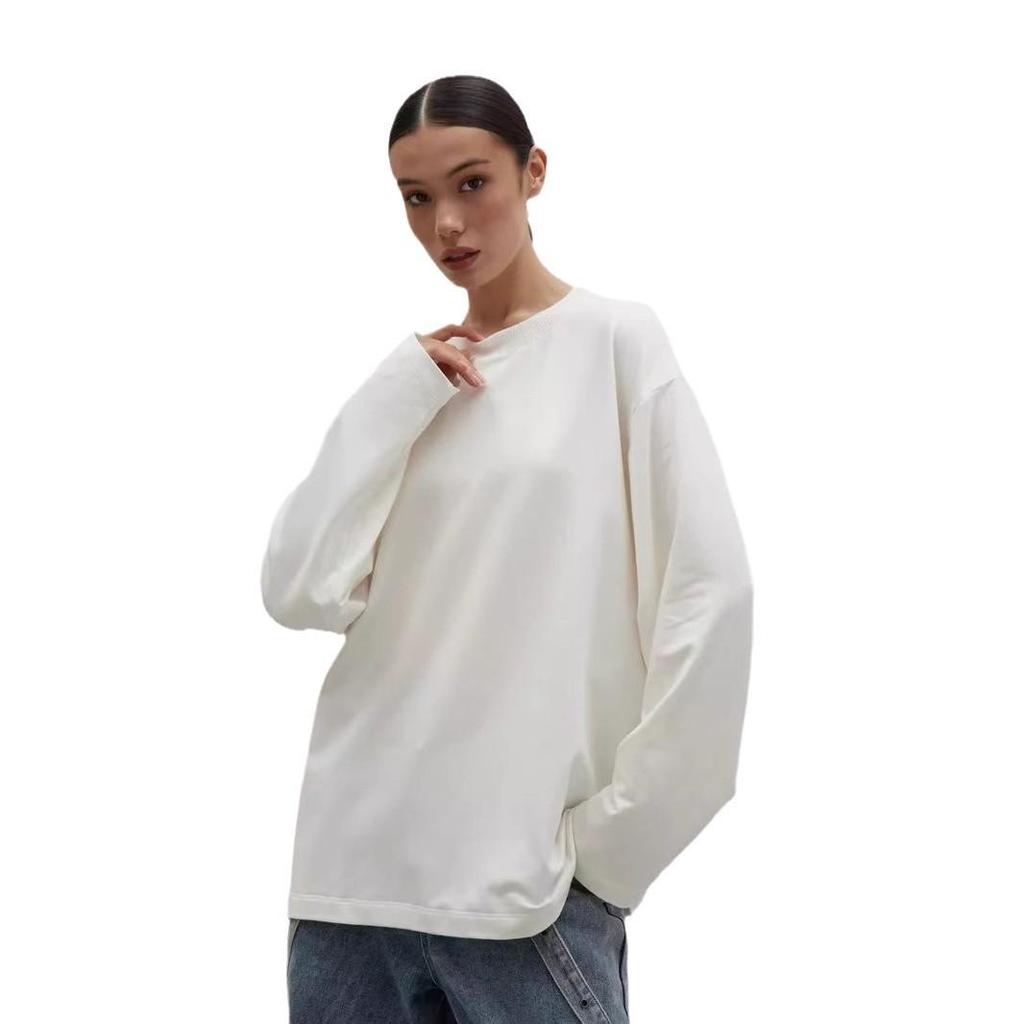 Herbst/Winter Einfarbiger Pullover mit langen Ärmeln und Rundhalsausschnitt für Damen