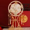 Two-color Double-sided Heavy Embroidery Bridal Wedding Fan DIY Kit - Xiu He Style