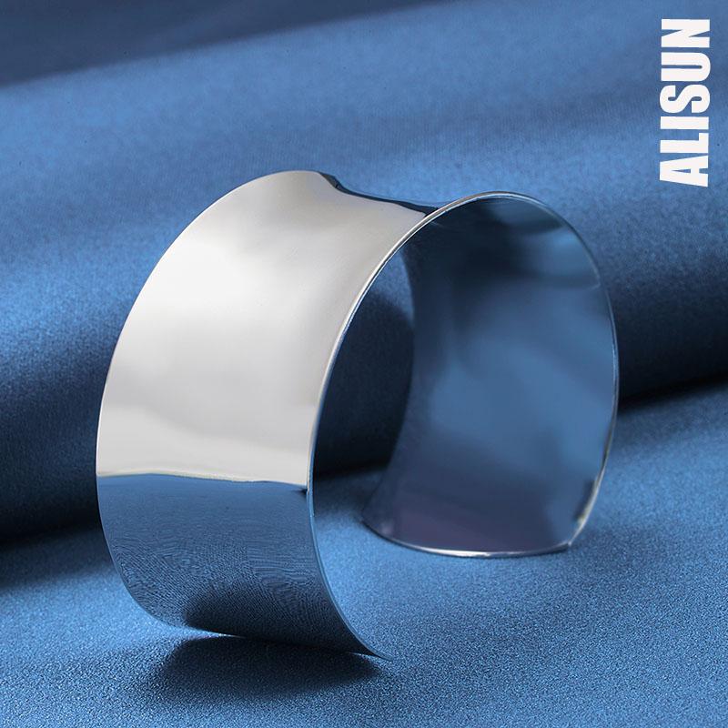 925 Sterling Silber Damen Glattes offenes Armband Modischer Hochzeitsschmuck