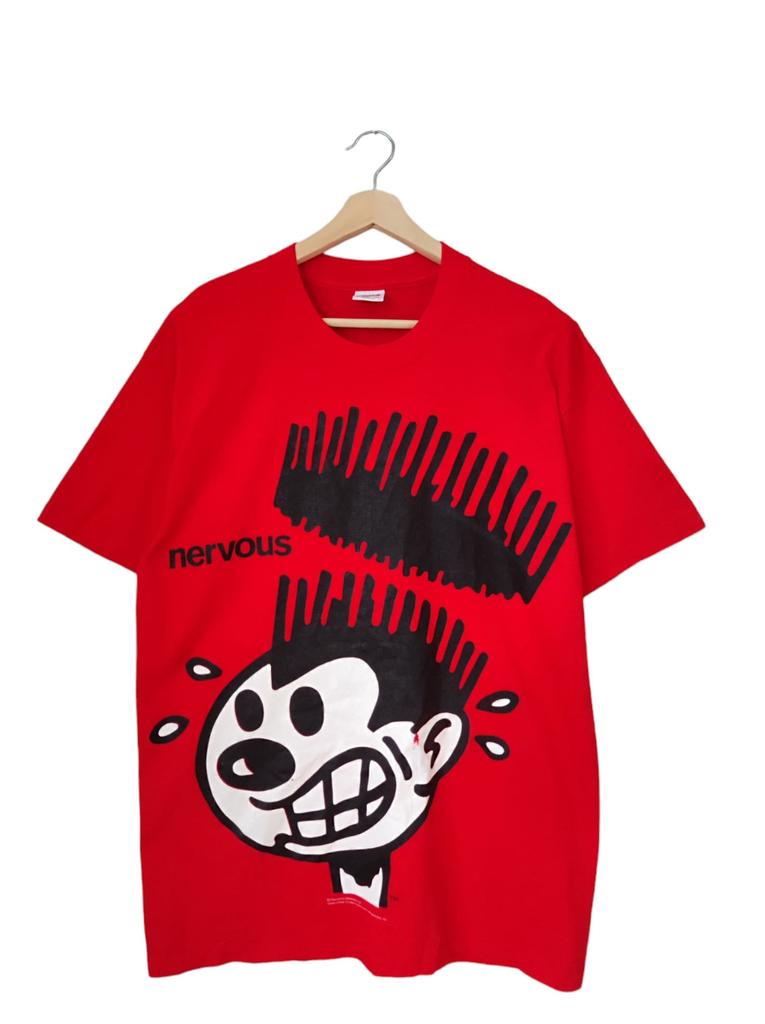 Vintage 90s Nervous Record New York NYC Hip Hop promo t shirts black moon wu tang clan red Large 90s era iconic of house of hip hop culture