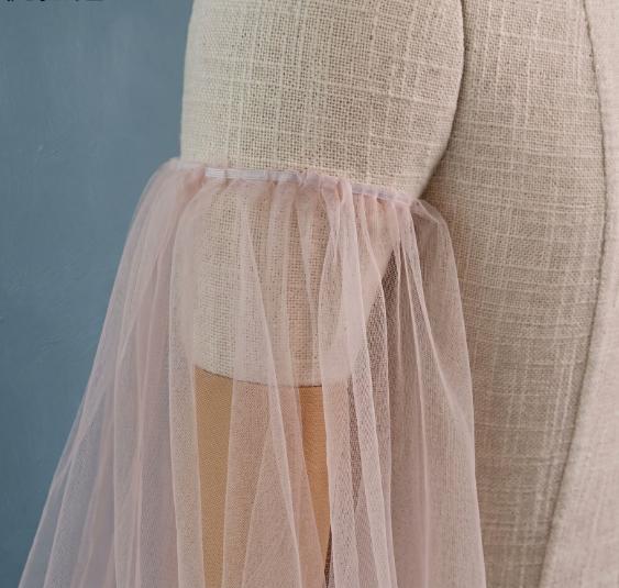 Maniche a Soffio Lunghe Staccabili in Tulle, Maniche Finte Ruffled in Rete Trasparente Off-Shoulder per Abito da Sposa, Abito da Sera/Prom