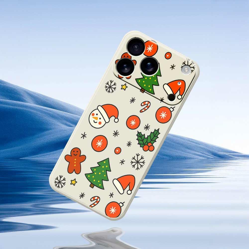 For iPhone 17 Pro Max Case Lovely Christmas Pattern Printing Straight Edge TPU Phone Back Cover
