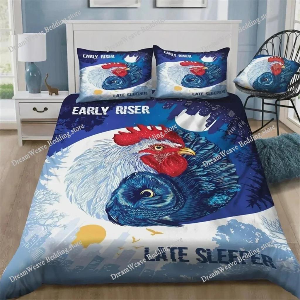 Chicken Duvet Cover Rooster Goose Duck for Kid Teen Women Men Farmhouse Animals for Bedroom Decorations Queen King Bedding Set