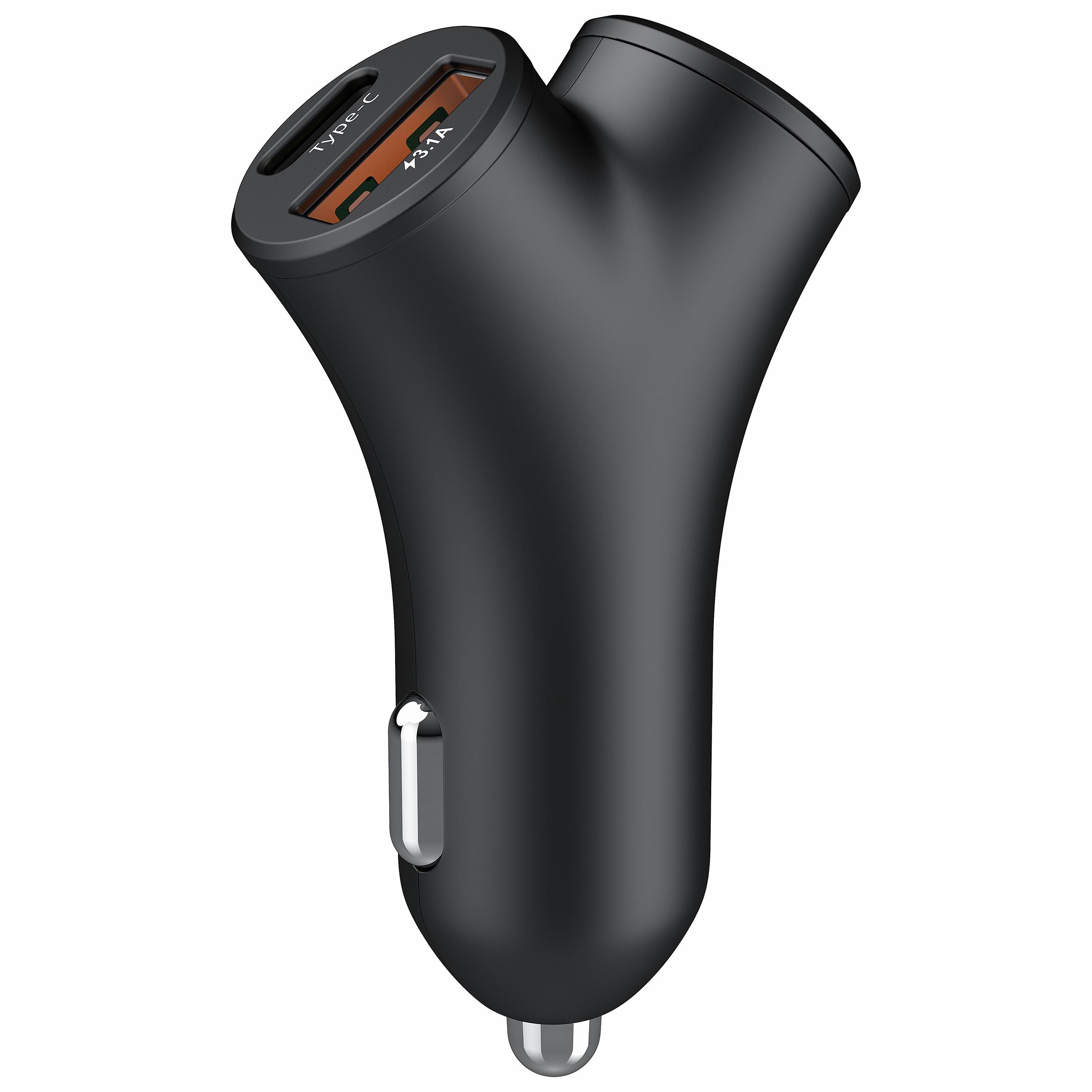 

A2 78W Y-Shaped Car Charger 2 USB + 2 Type-C Phone Fast Charging Power Adapter Black