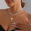 European & American Cross-border Luxury Layered Necklace with Irregular Heart, Star, & Imitation Pearl Design