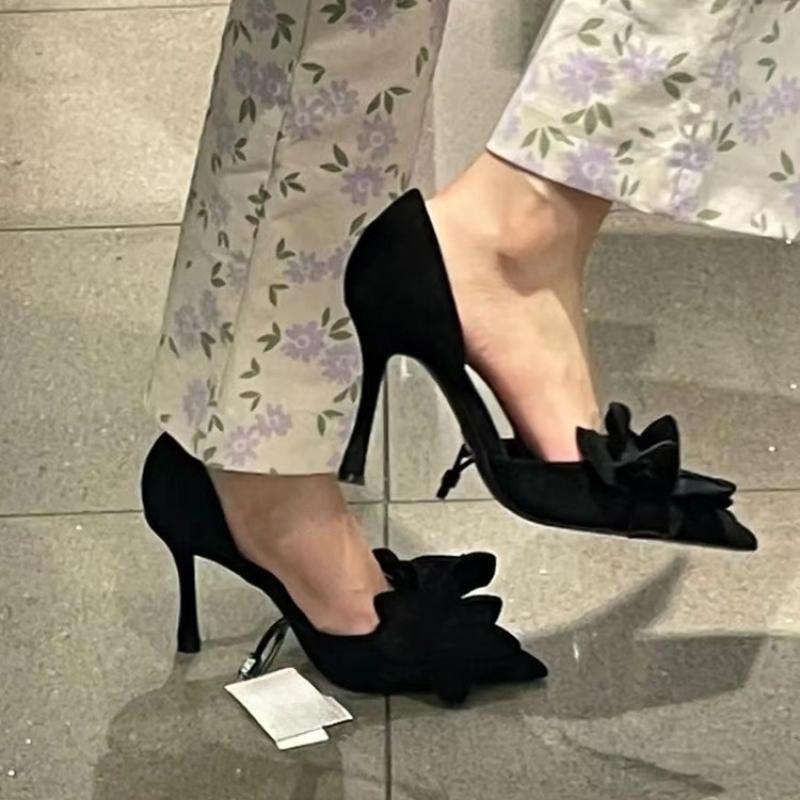 Fashion Elegant Woman High Heeled Shoes Sweet Rose Closed Toe Footwear 2025 Summer Slingback Pointed Fashion Dress Ladies Sandals