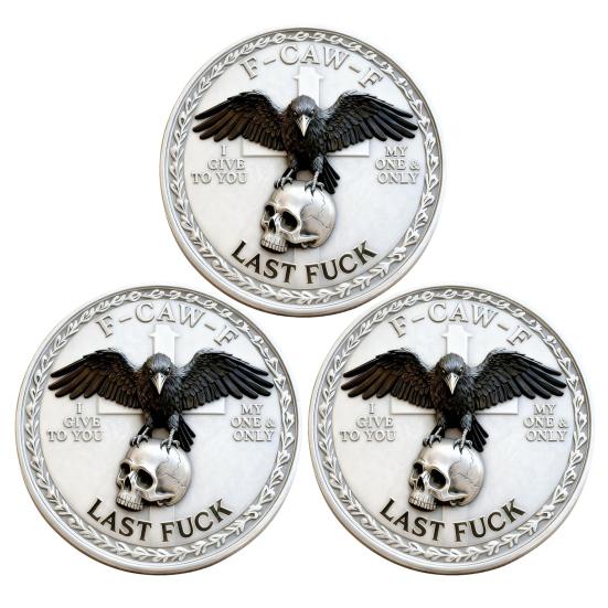 1/2/3Pcs Raven Skull Souvenir Coin Double-Sided Attitude Crow Challenge Coin Token of Freedom Humor