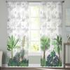 Summer Hand Drawn Tropical Plants Window Tulle Curtains for Living Room Bedroom Hotel Luxury Decoration Sheer Curtains