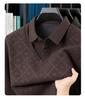 Fleece-Lined Two-Piece Lapel Polo Shirt: Men's Warm Autumn/Winter Casual Print Top