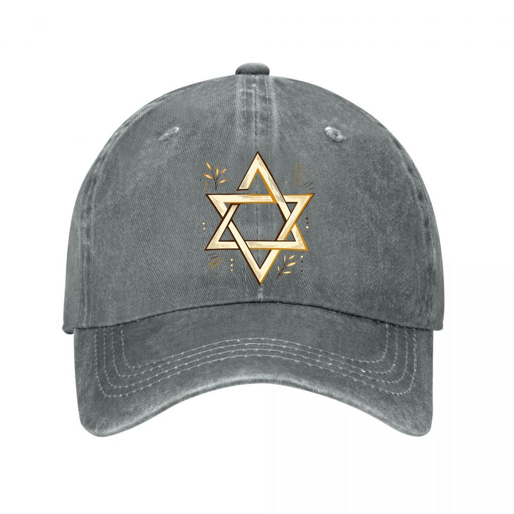 Radiant Judaic Symbol Line Art Washed Baseball Cap Outdoor For Womens Unisex FeUnisex Dad Hat
