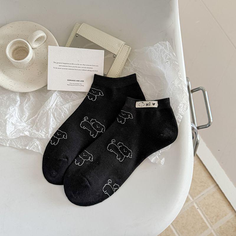

Spring & Summer Seamless Cotton Dog Print Low-Cut Women s Socks One Size
