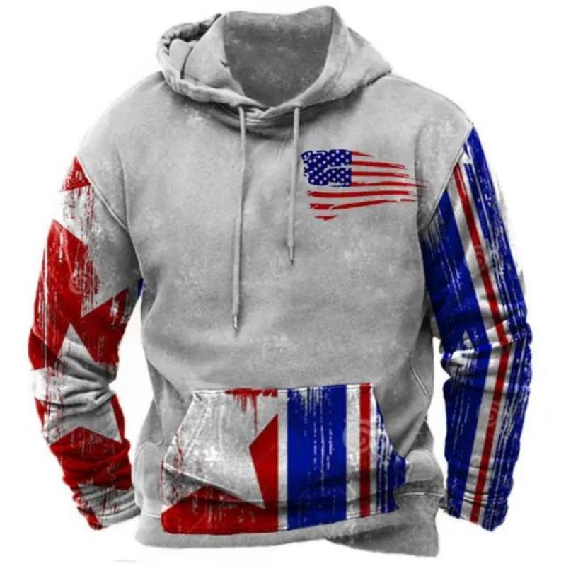 Felpa con cappuccio da uomo USA. Grafica con bandiera Top vintage Felpa con cappuccio da uomo Abiti oversize Pullover Felpa con cappuccio ampia da strada casual