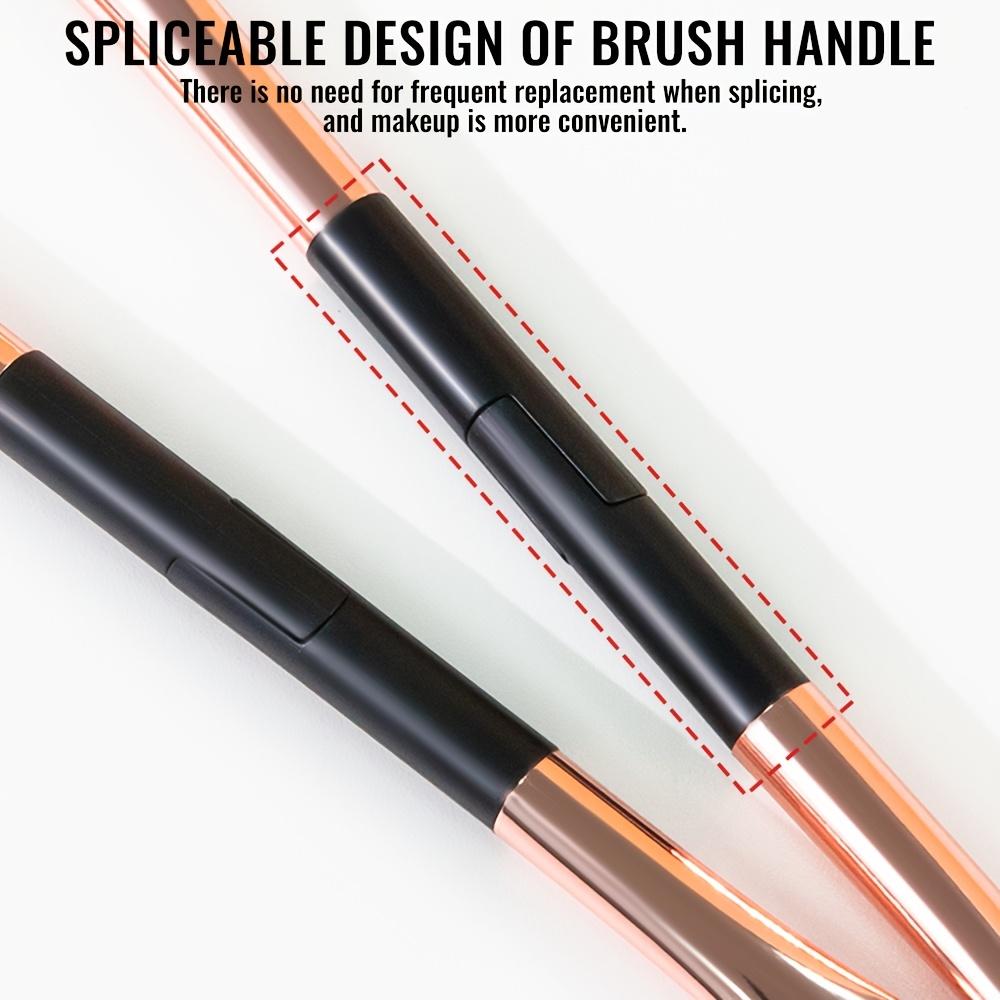 6-in-1 Retractable Makeup Brush Set Portable -Shaped Storage Kit with Retractable Blush Brush Hidden Angled Foundation Brush