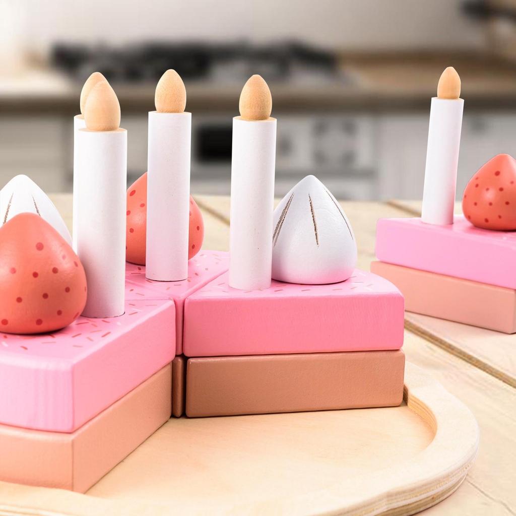 Play Food Two-Layer Pretend Birthday Cake Toy Hand-Eye Coordination for Toddlers
