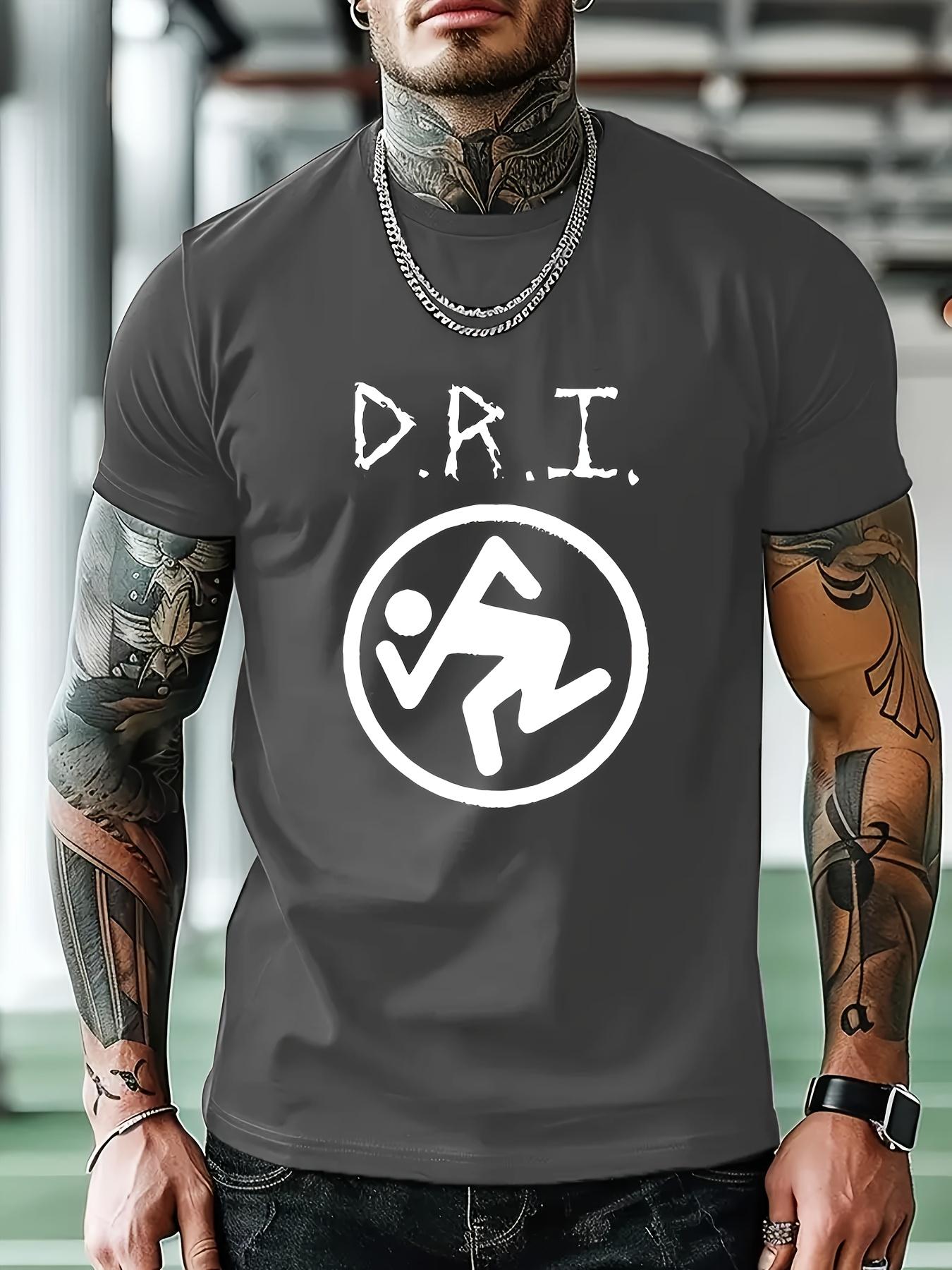 Casual Athletic T-shirt with D.R.I. Graphic Print – Short Sleeve L