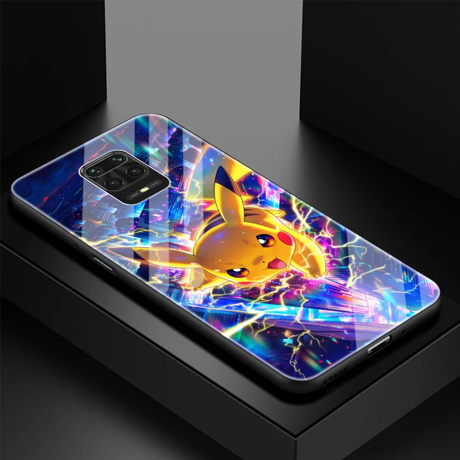 Glass Case for Xiaomi Redmi Note 15 14 Pro 11 A1 12 13 10 10S A2 Plus A5 12S Luxury Phone Cover Cute Pikachu Pokemon