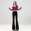 Women's Black High-Waisted Micro-Flare Jeans - 2024 Autumn/Winter Slimming Bell Bottom Pants