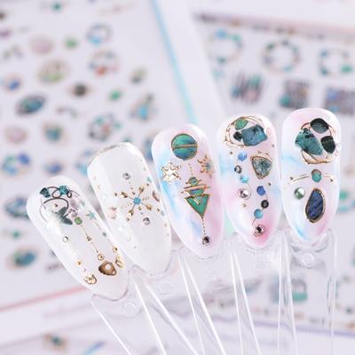 1 Pc 3D Gold Silver Nail Art Sticker Embossed Star Moon Starry Designs Adhesive Transfer Sliders Manicure Decoration