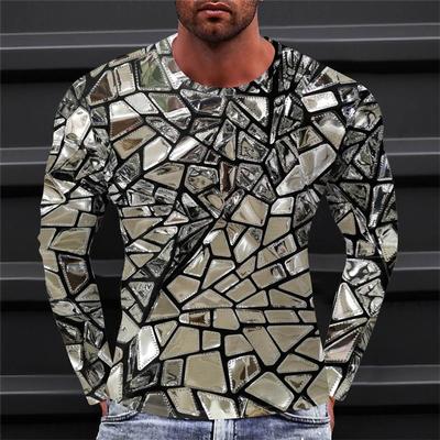 Men's Clothing T Shirt Tee Optical Illusion 3D Graphic Print T-shirt Outdoor Street Long Sleeve Apparel Sports Designer Top