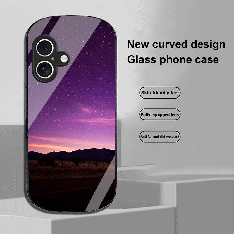 Pyramid Starry Sky For Apple IPhone 16 11 13 15 14 Pro Max 12 Mini 7 8 Plus XR X XS Elliptical Shaped Tempered Glass Phone Case