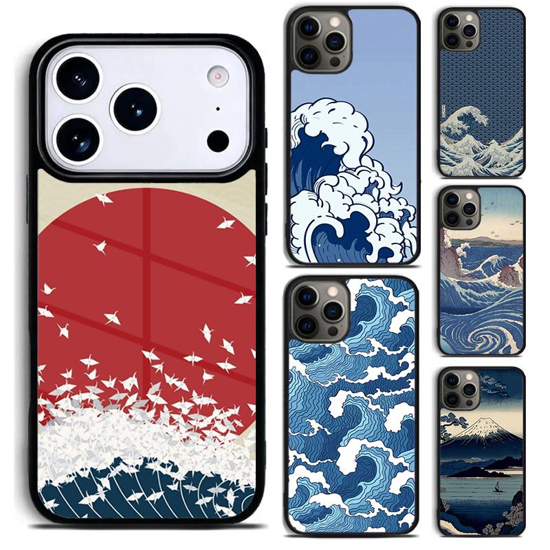 Japanese Wave Art Phone Case for iPhone 17 16 15 Pro Max Air 14 13 12 11 Plus Shockproof Cover