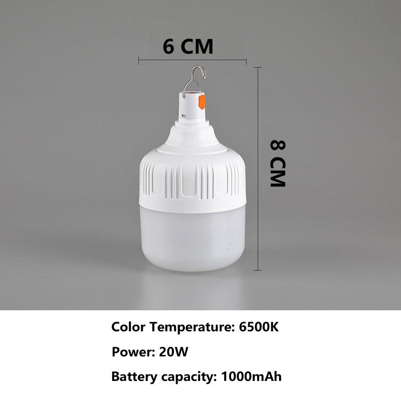 Waterproof LED Camping Light 20W 40W 80W LED Light Bulb With Hook Super Bright USB Rechargeable Outdoor Emergency Lantern
